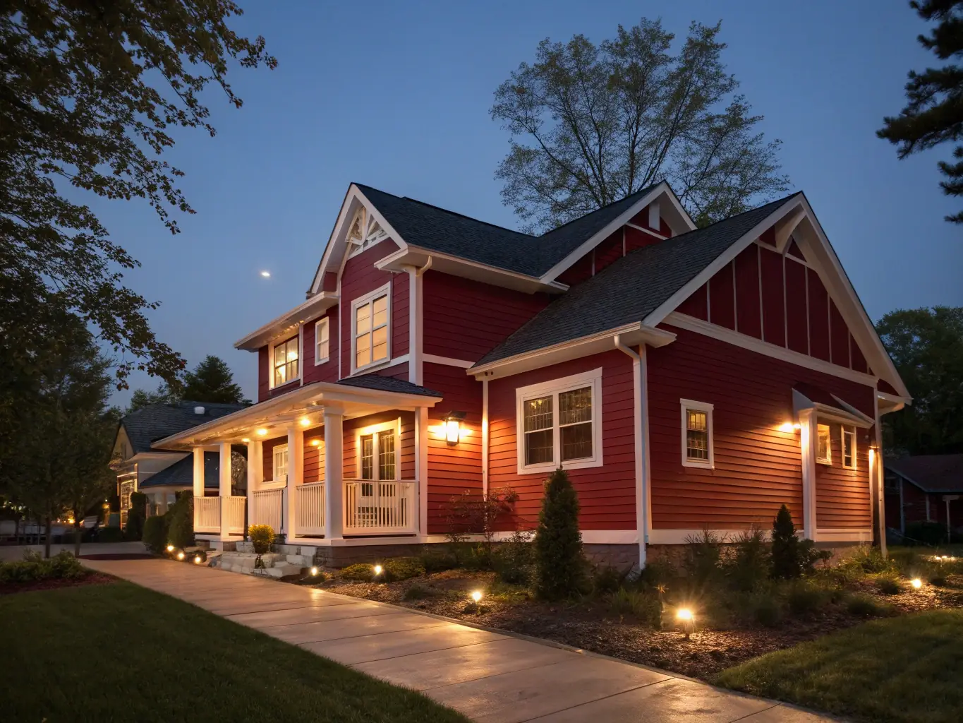 A house with freshly painted, vibrant exterior walls and well-defined trims, demonstrating ColorCraft Bern's exterior painting capabilities.