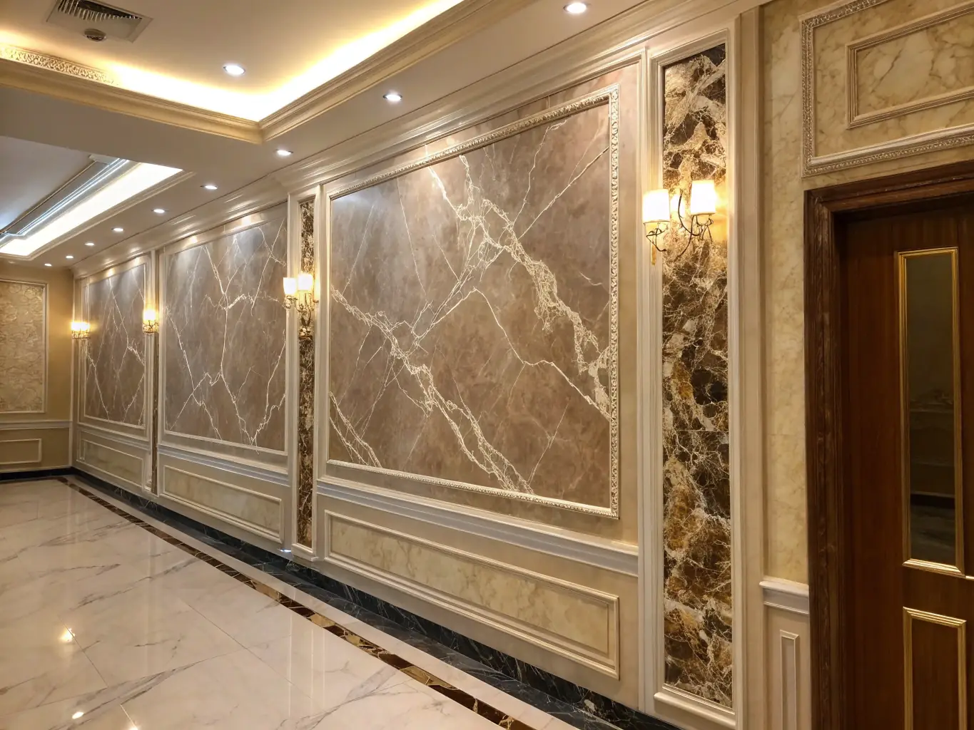 A feature wall with textured decorative paint and artistic patterns, highlighting ColorCraft Bern's decorative finishes.