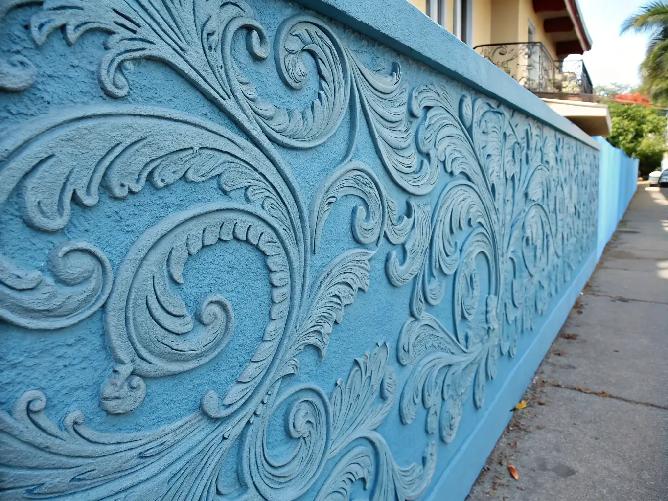 A close-up of a wall with a unique decorative finish, showcasing ColorCraft Bern's artistic capabilities. The texture and color blend seamlessly, creating a visually stunning effect.